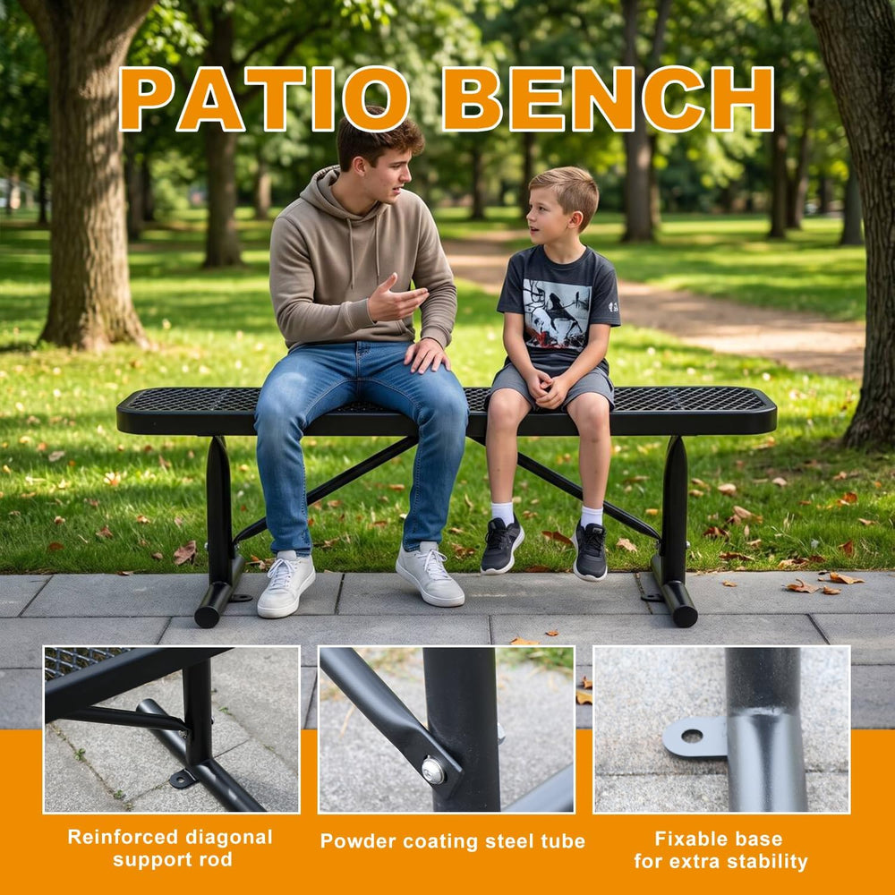 Yaluvantek Outdoor Furniture Expanded Metal Bench, Heavy-Duty Park Steel Benc...