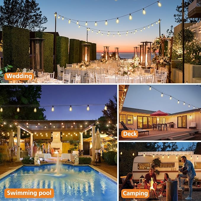 Brightever 200FT Outdoor String Lights with Remote, 2700K/4000K/5000K Selecta...