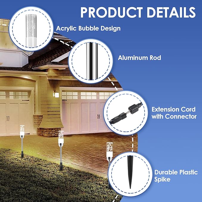 B-right Outdoor Pathway Lights, 6 Pcs LED Path Lights AC Plug 12V Low Voltage...