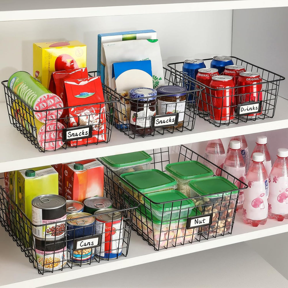 6 Pack Wire Baskets for Pantry Organization and Storage, Kitchen Organizer, 2...