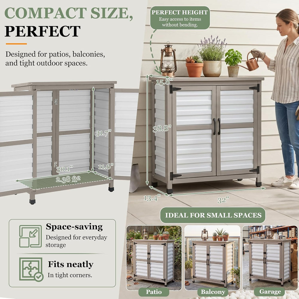 Gowoodhut Outdoor Storage Cabinet with Shelve Garden Patio Tool Storage