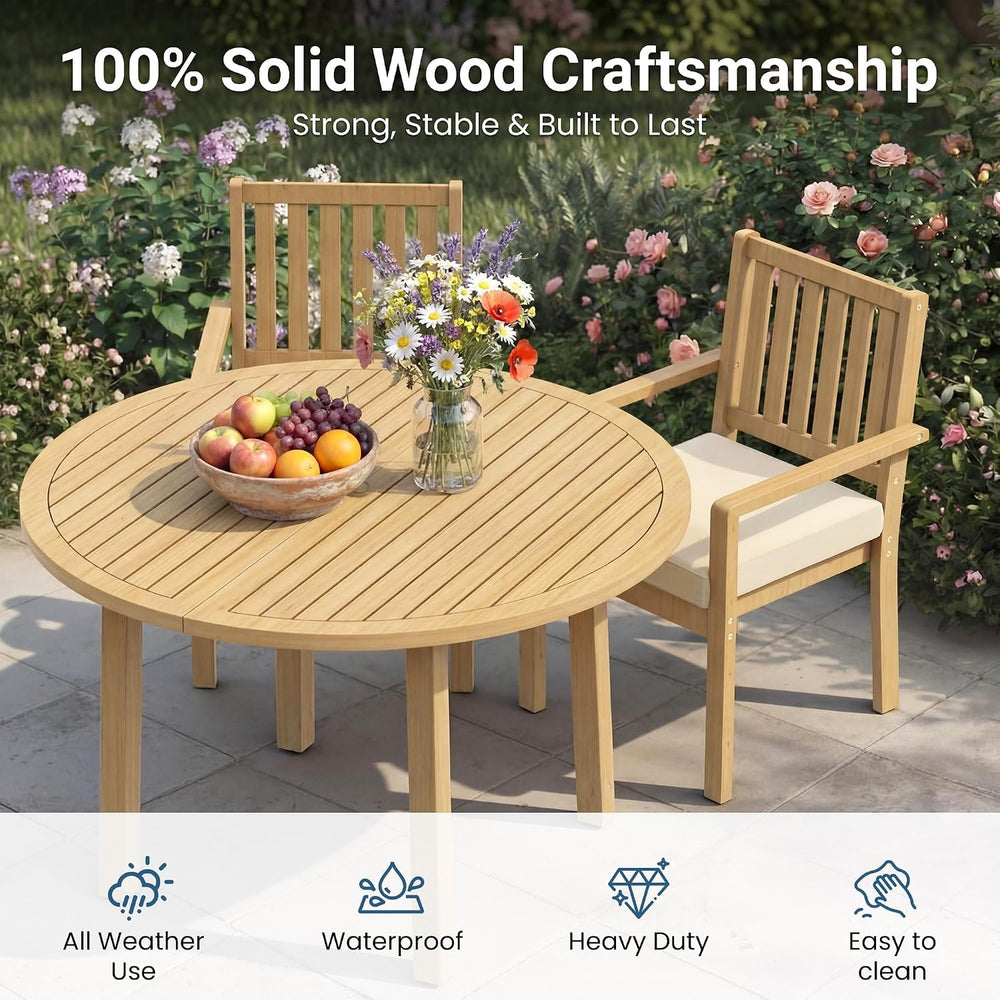 Wisteria Lane 5-Pieces Acacia Patio Table and Chairs Set for 4, Outdoor Dinin...