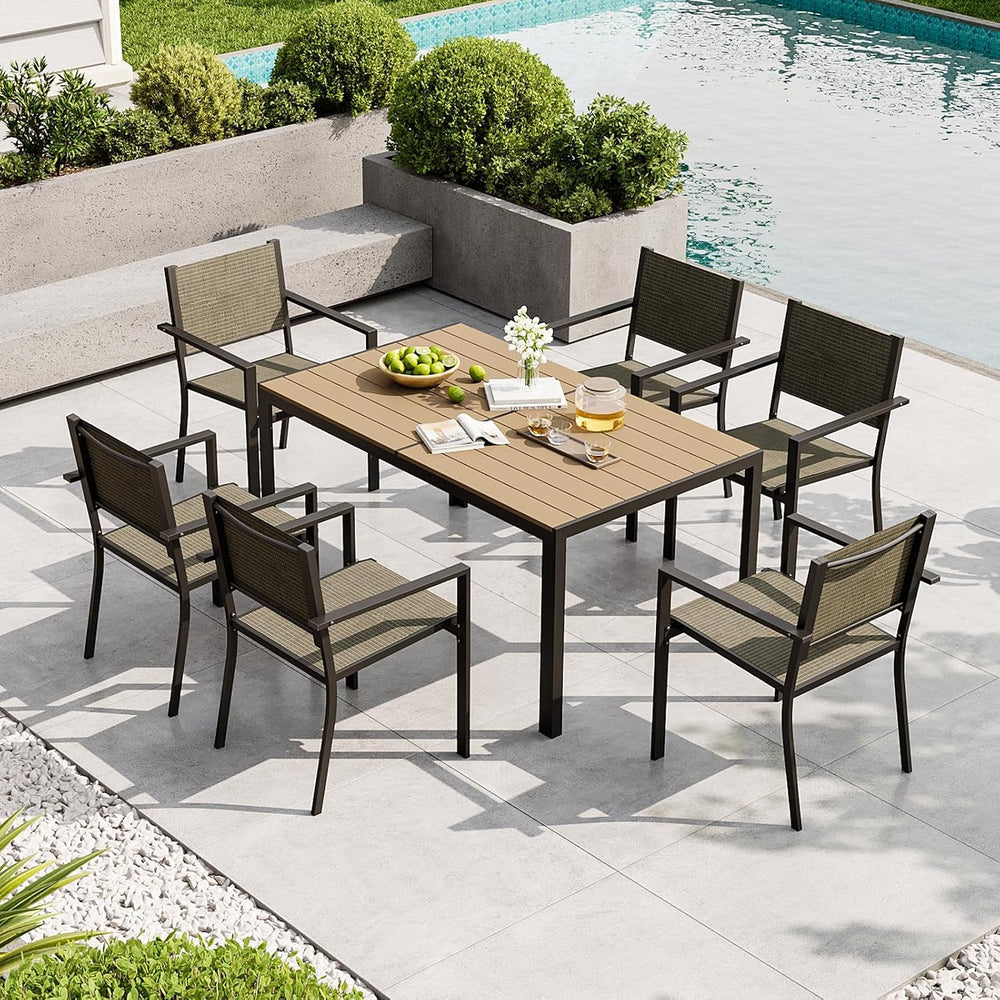 7-Piece Patio Table and Chairs Set for 6, All Weather Patio Dining Sets