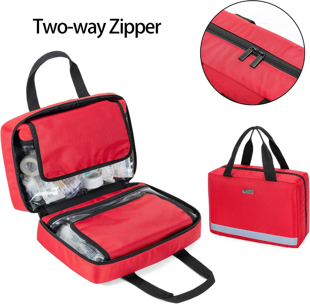 Trunab Small First Aid Kit Bag Empty Portable Emergency Kits Trauma Bag,Red