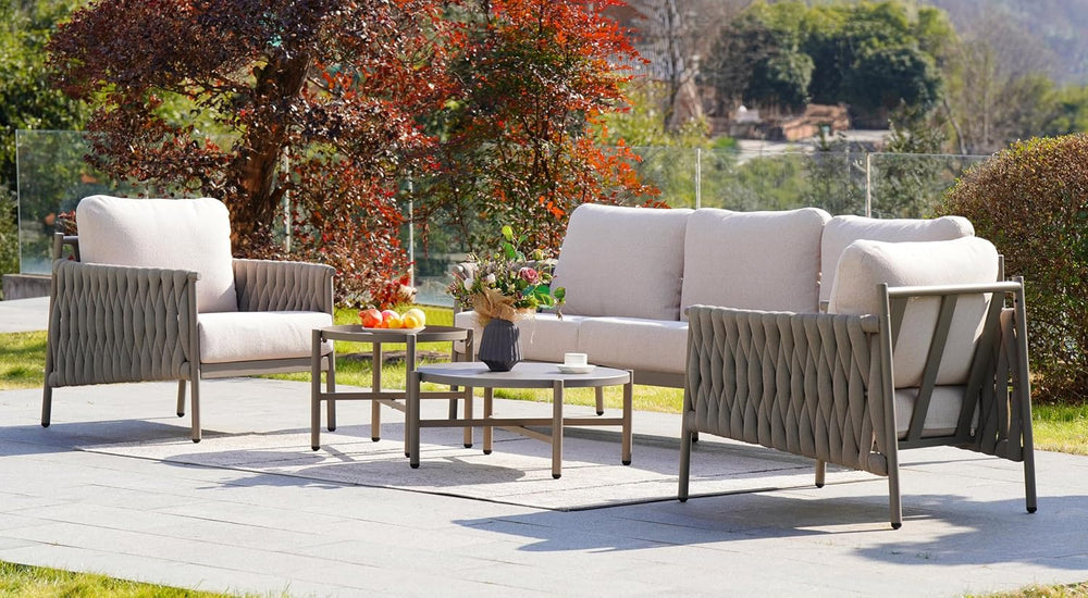 Grand patio 5-Piece Outdoor Furniture Set, Outdoor Sofa Set with 2 Round Side...