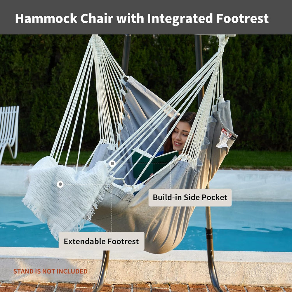 CHULIM XL Hammock Chair with Footrest, Steel Spreader Bar, 500 lb Capacity