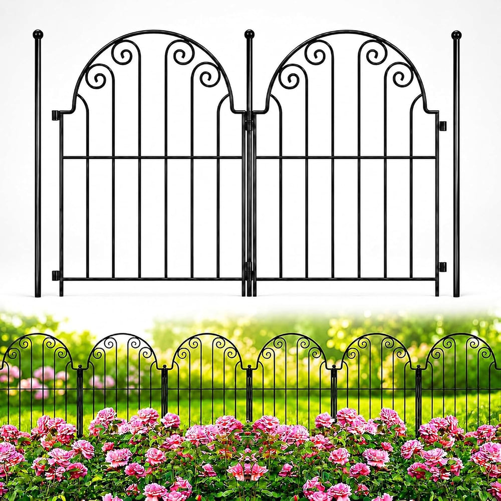 Garden Fence 20 Panels, 17 in H Above Ground, No Dig Metal Fence