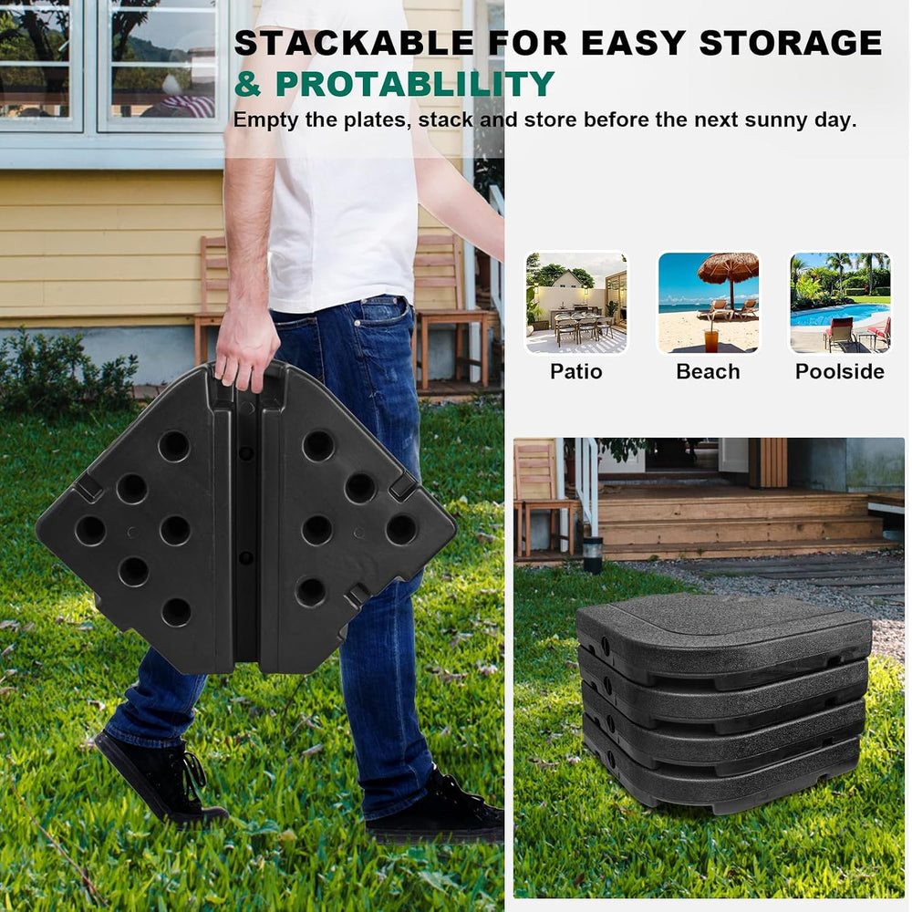 SZHLUX 4pcs 185lb Capacity Heavy-Duty Cantilever Offset Patio Umbrella Base, ...