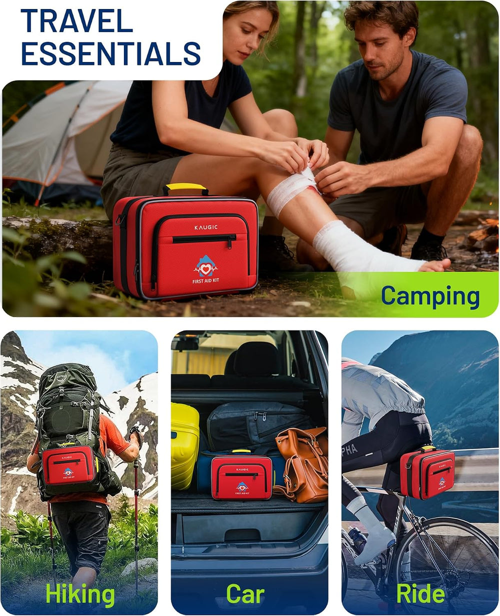 KAUGIC 500PCS First Aid Kit for Travel, Camping, Home