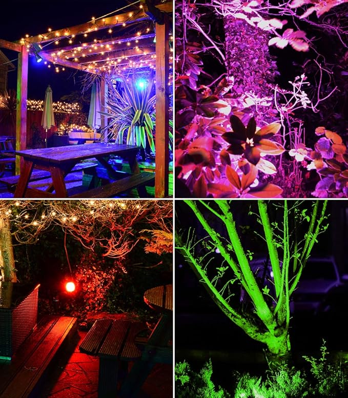 Solar Outdoor Lights, 9 Modes Color Changing 18 LED Halloween Solar Spot Ligh...