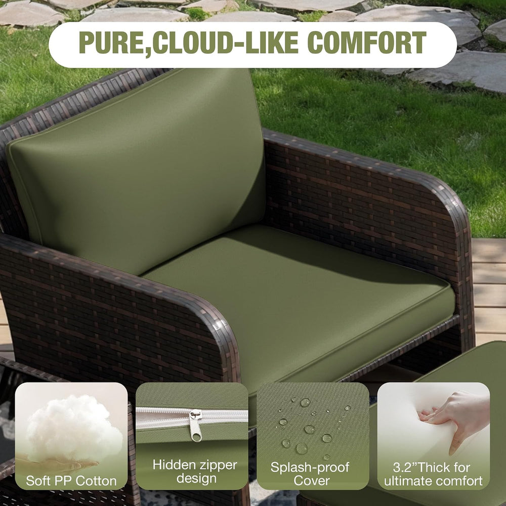 LEVELEVE Patio Conversation Set 5 Piece, Balcony Furniture Outdoor PE Rattan ...