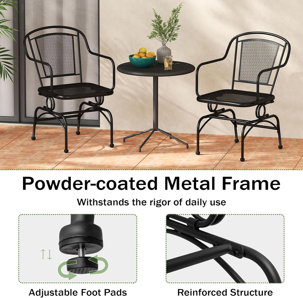 HAPPYGRILL Outdoor Rocking Dining Chair Set, Patio Rocker Chairs with Mesh Ba...