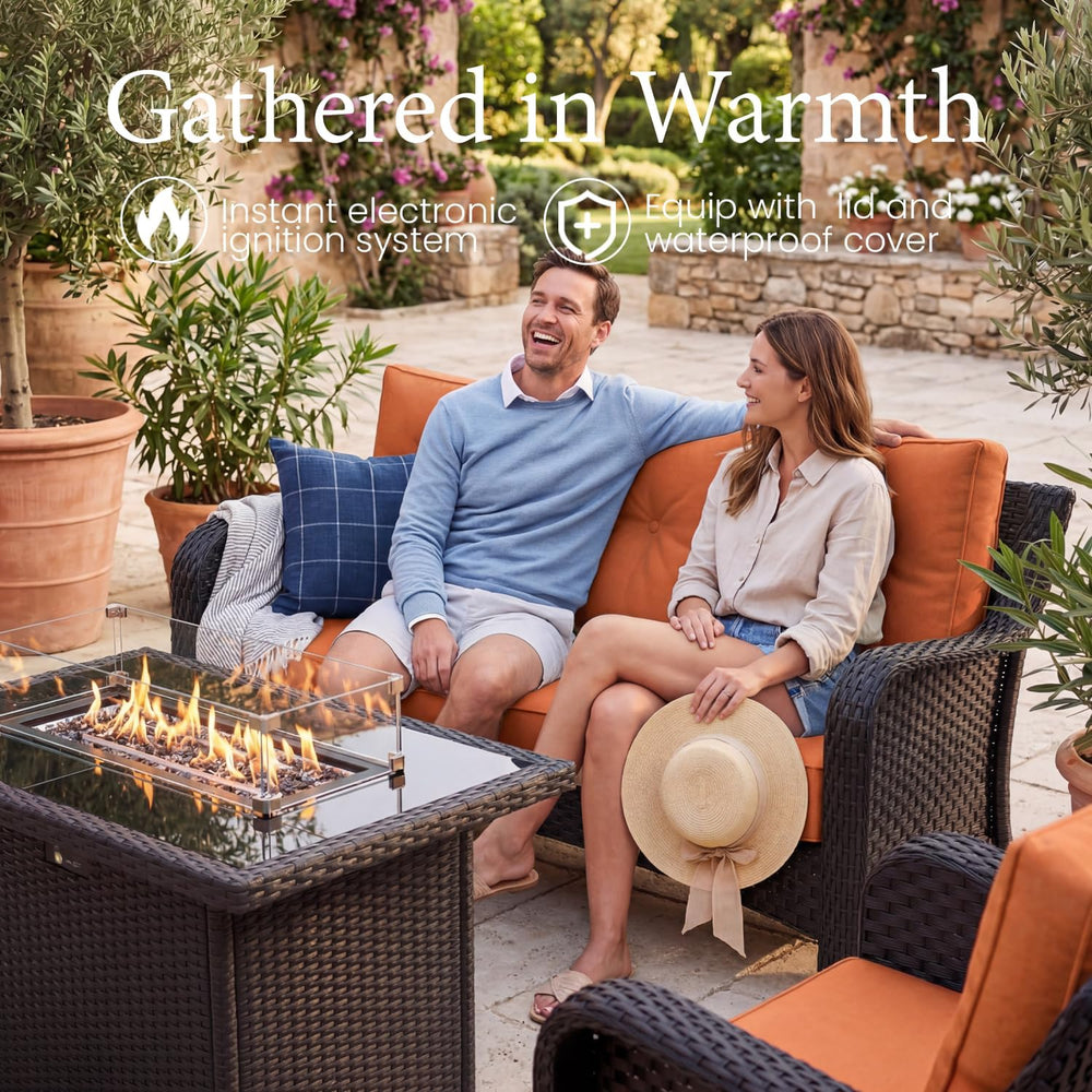 LayinSun 10 Piece Wicker Outdoor Furniture Set with 6-inch Comfy Cushions