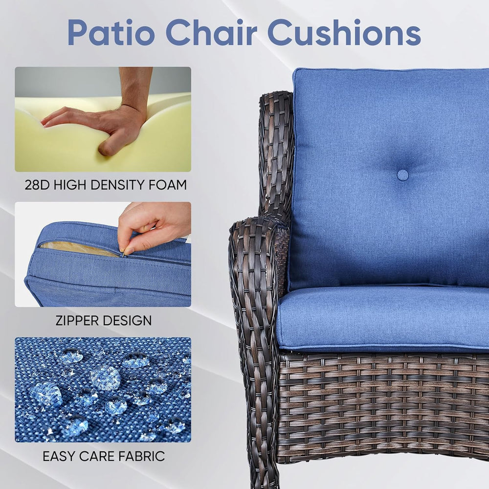 Outdoor Wicker Chair Cushions 2 Packs - Outside High Back Thick Water-Resista...
