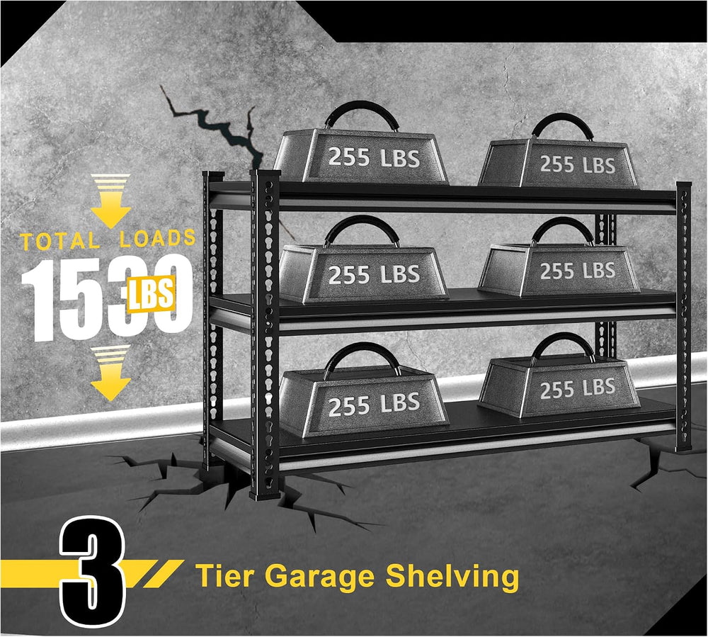 Metal Garage Shelving Heavy Duty,1530LBS Loads Garage Storage Shelves, 48”W 3...