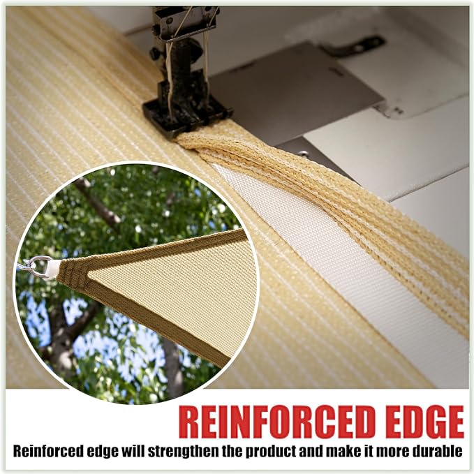 ColourTree TAPR1616 Custom Size 12' x 23' Beige Sun Shade Sail Canopy...