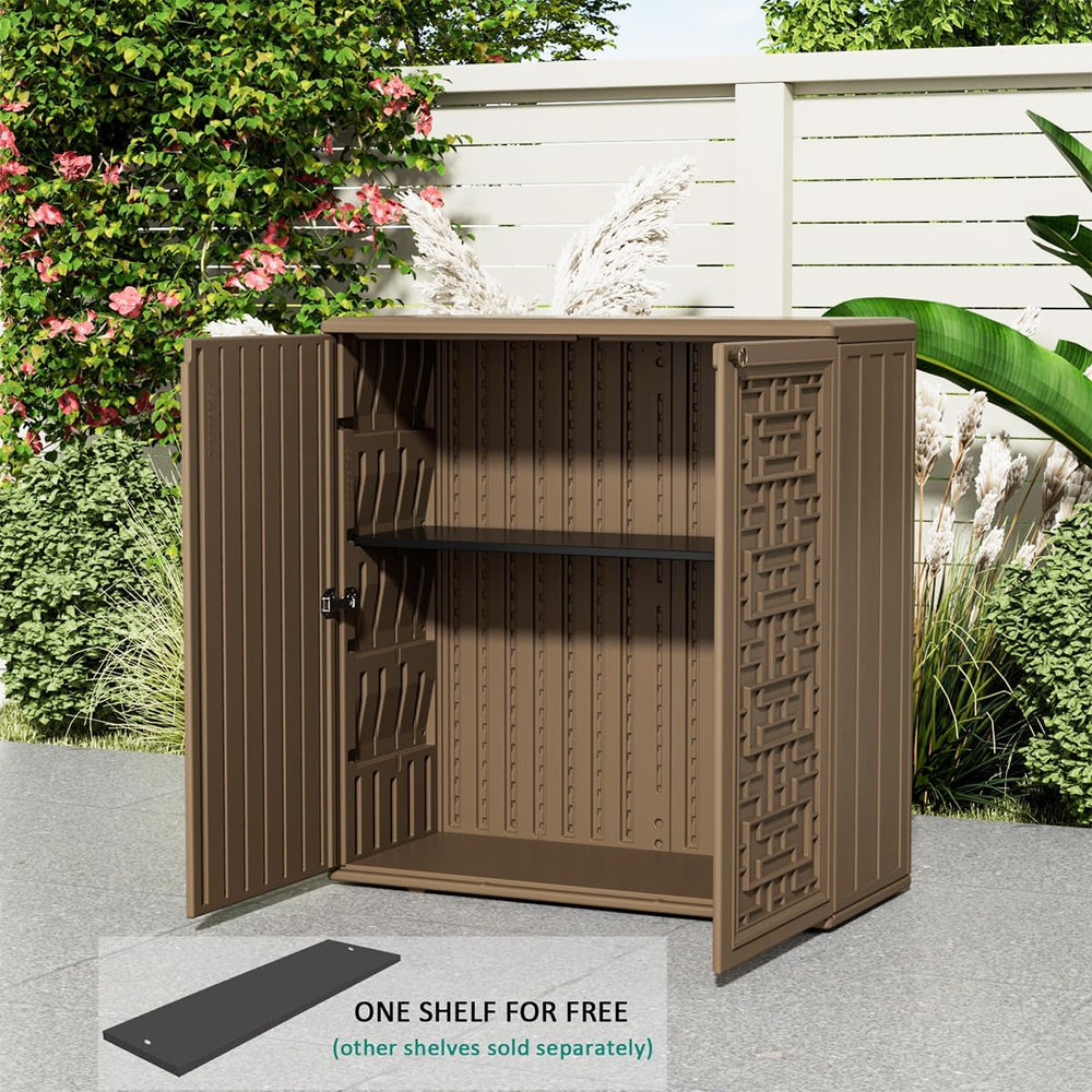 KINYING Outdoor Storage Cabinet Waterproof, Resin 62 Gallon Storage Box for P...