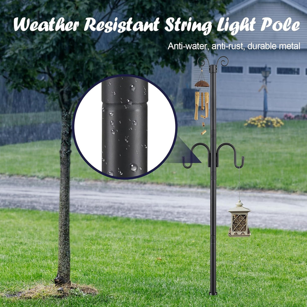 10FT String Light Poles 2Pack, 1.5 Inch Heavy Duty Poles for Outdoor String L...