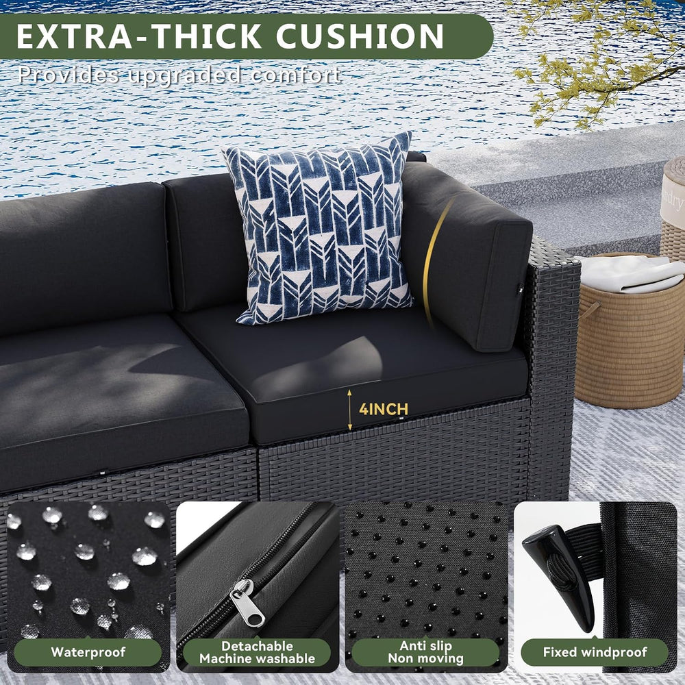 Aoxun 15 Piece Patio Furniture Set with 44” Fire Pit Table Wicker Patio Secti...