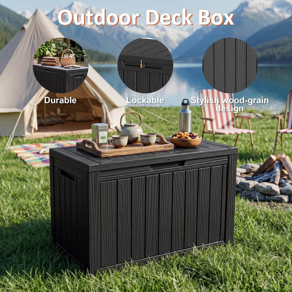 65 Gal Outdoor Storage Box Waterproof Lockable Deck Box