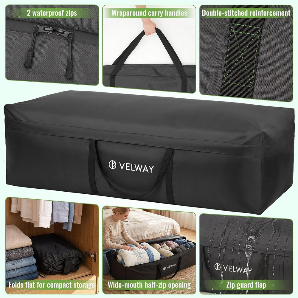 Outdoor Cushion Storage Bag Water-Resistant 420D Oxford with Taped Zipper