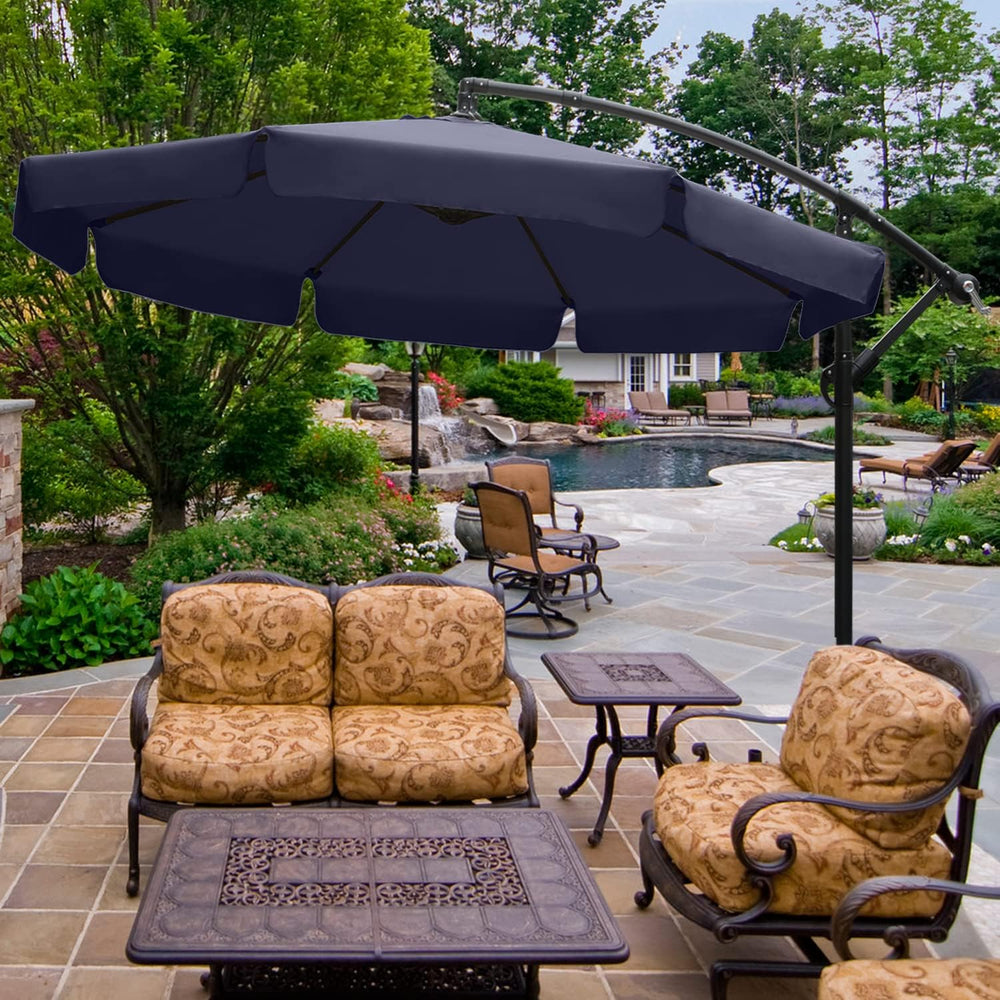 ABCCANOPY 9FT Scalloped Cantilever Patio Umbrella, Tibetan Blue