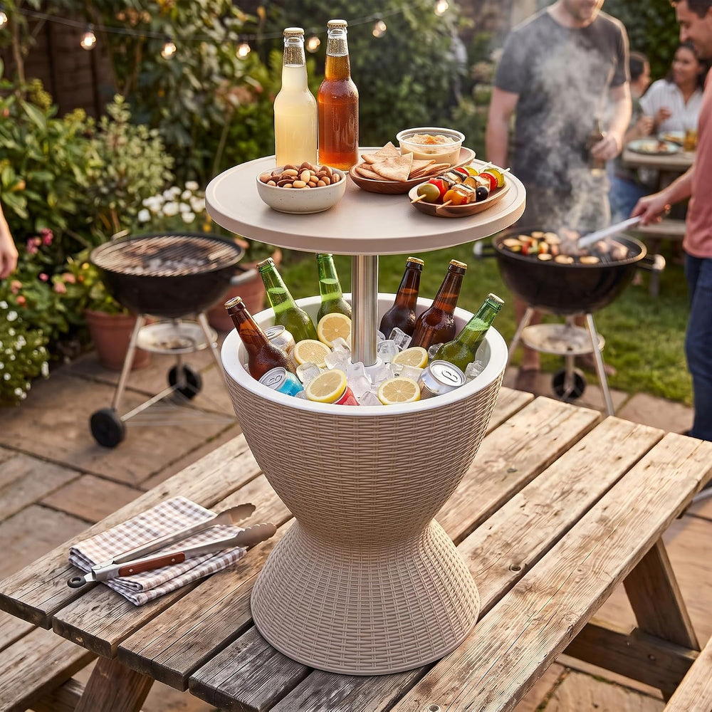 EasyUp Outdoor Cooler Bar Table – 8 Gallon Outdoor Patio Cooler Table with Dr...