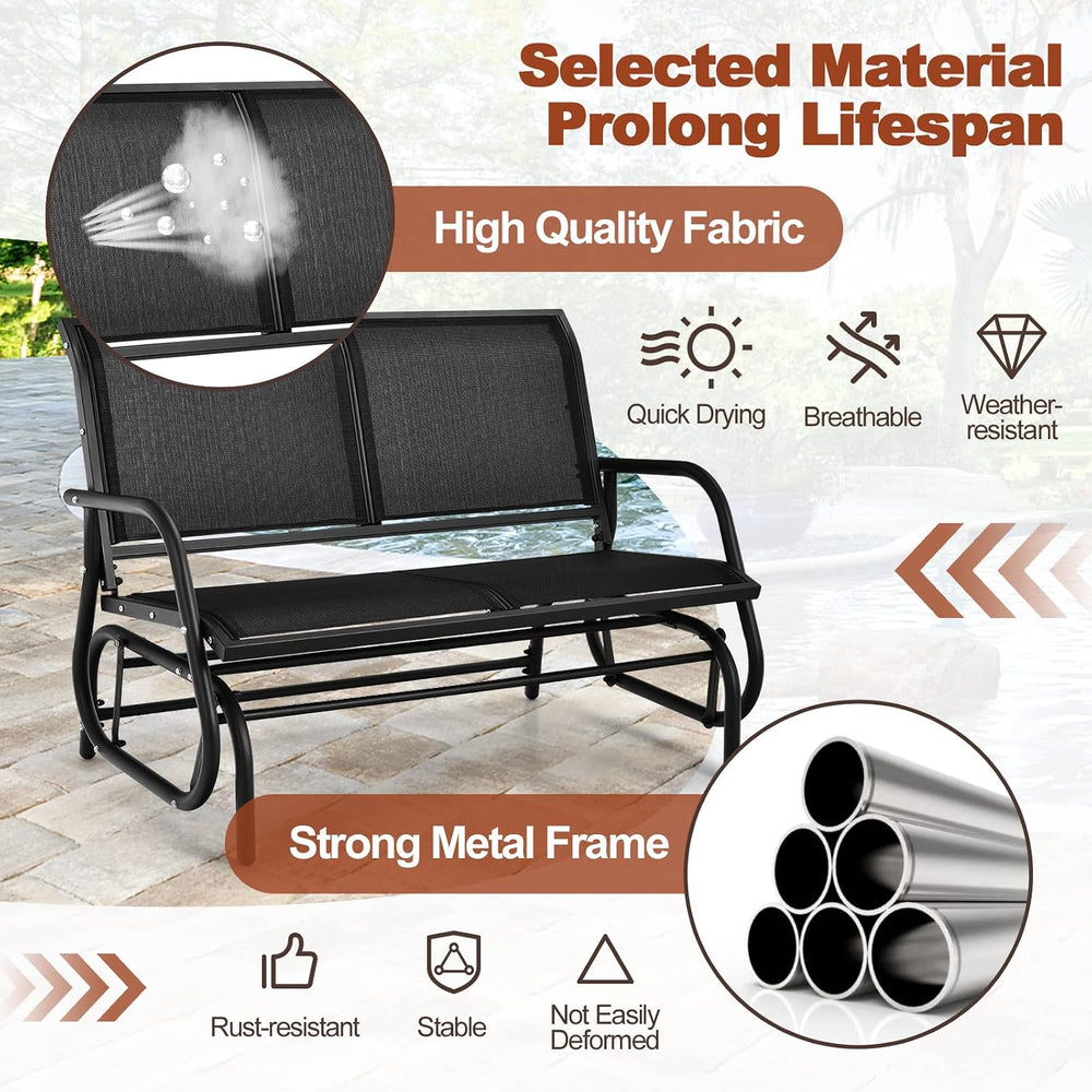 Tangkula 2 Person Patio Glider, Outdoor Swing Bench Rocker Glider Loveseat Ch...