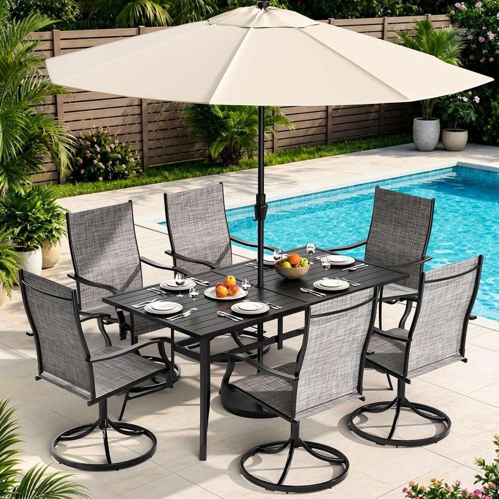 Pamapic 7 Piece Outdoor Dining Set, All Weather Patio Table and Chairs Set, 6...