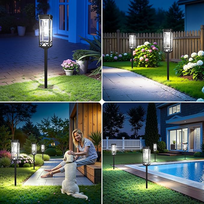 KOOPER Taller Solar Pathway Lights Outdoor, 12 Pack Upgraded Brighter Solar G...