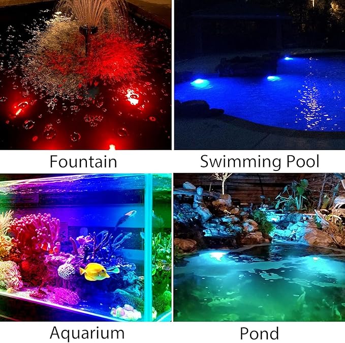 Solar Pond Lights, 18 LED Super Bright RGB LED Underwater Spotlights Color Ch...