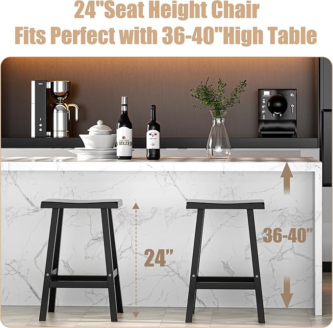 Bar Stools Set of 2, Waterproof UV-Resistant,Durable Resin Kitchen Island Cha...