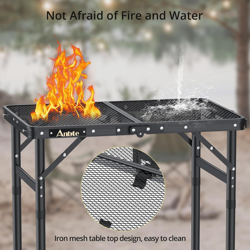 2 ft Folding Grill Table, Aluminum Camping Table 3 Heights Max 27.5"