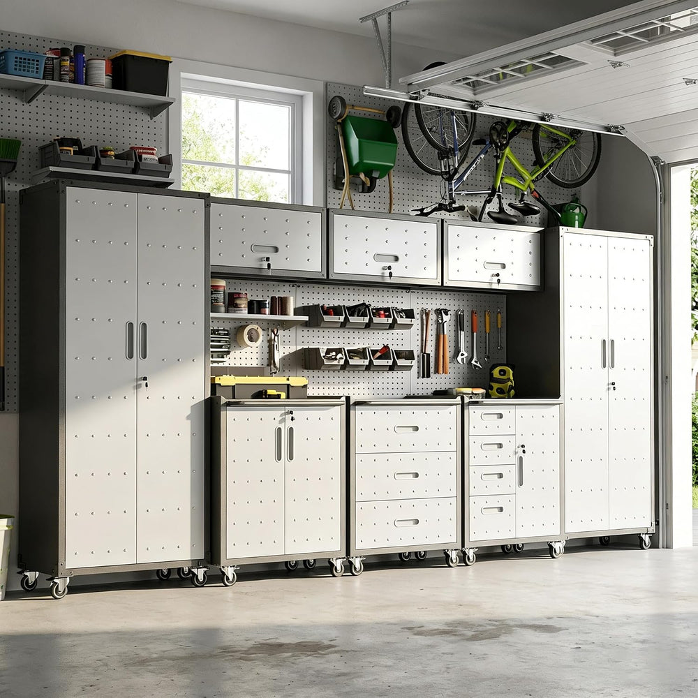 Garage Cabinet System | Heavy Duty Steel All-in-One Modular Garage Cabinet Se...