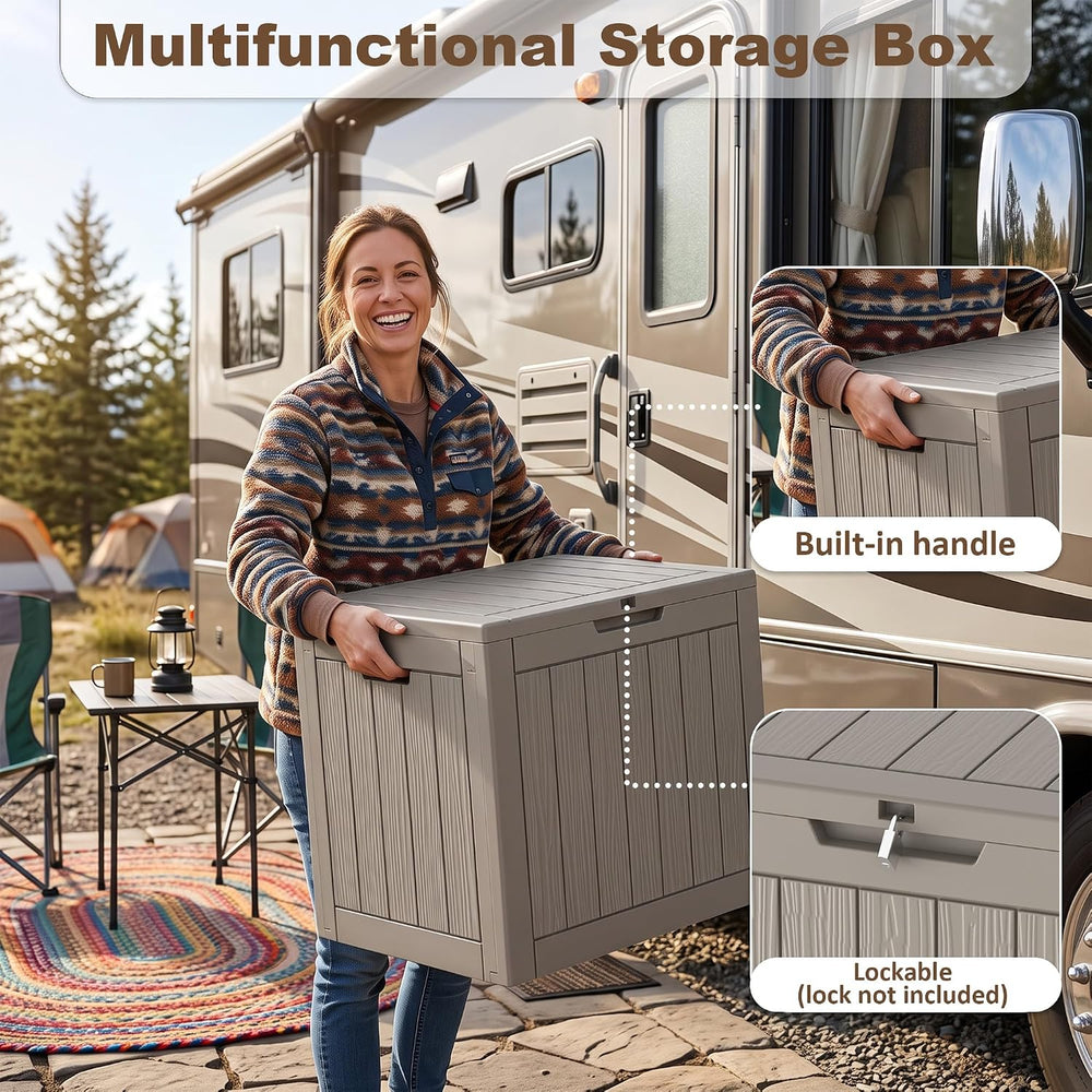 40 Gal Outdoor Storage Box,Weatherproof Deck Box,Grey
