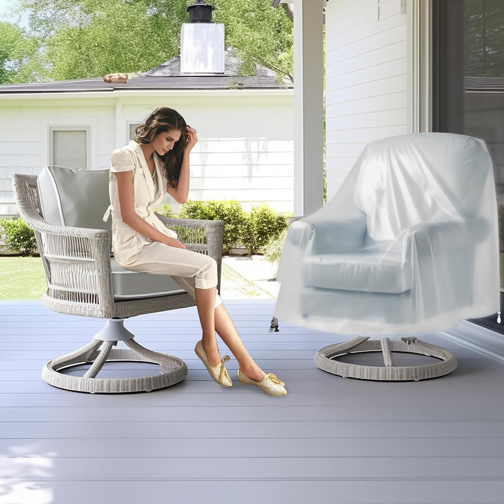 Frosted PVC Outdoor Swivel Lounge Chair Cover – Soft, Waterproof, Semi-Transp...