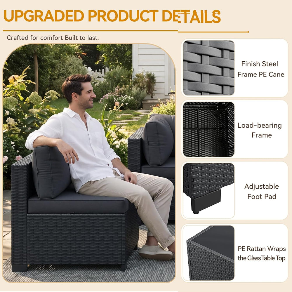 Aoxun 7-Piece Outdoor Furniture, Patio Furniture Sets with Thick Cushions, Wi...