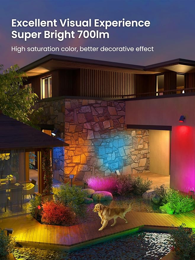 Solar Spot Lights Outdoor, 9 Lighting Modes RGB, Solar Lights Outdoor Waterpr...