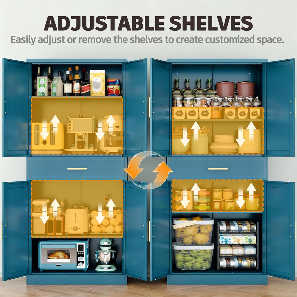 71" Metal Garage Storage Cabinet with 1 Drawer,2 Adjustable Shelves