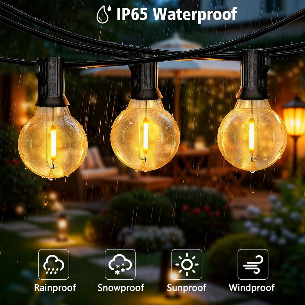 G40 LED Outdoor String Lights, 100FT LED Patio Lights with Light Sensor Timer...