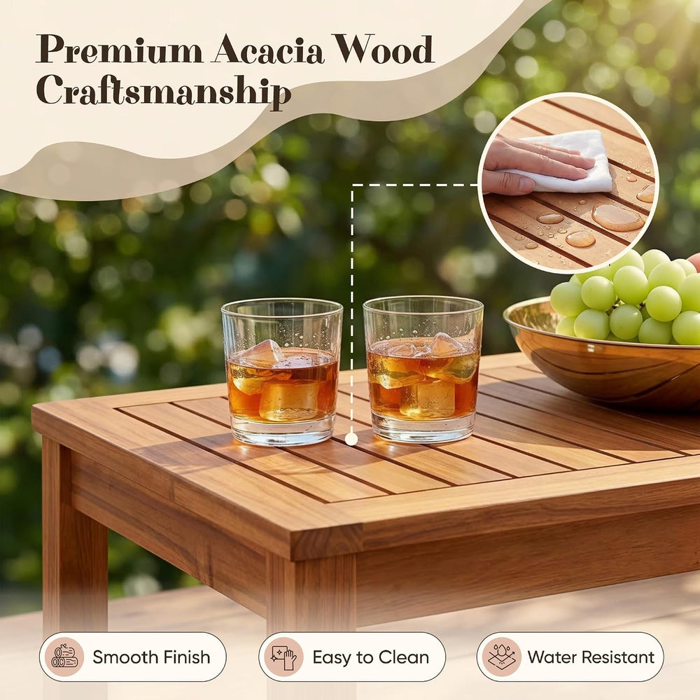 Devoko Patio Set 8 Pieces Acacia Wood Outdoor Furniture (Natural)