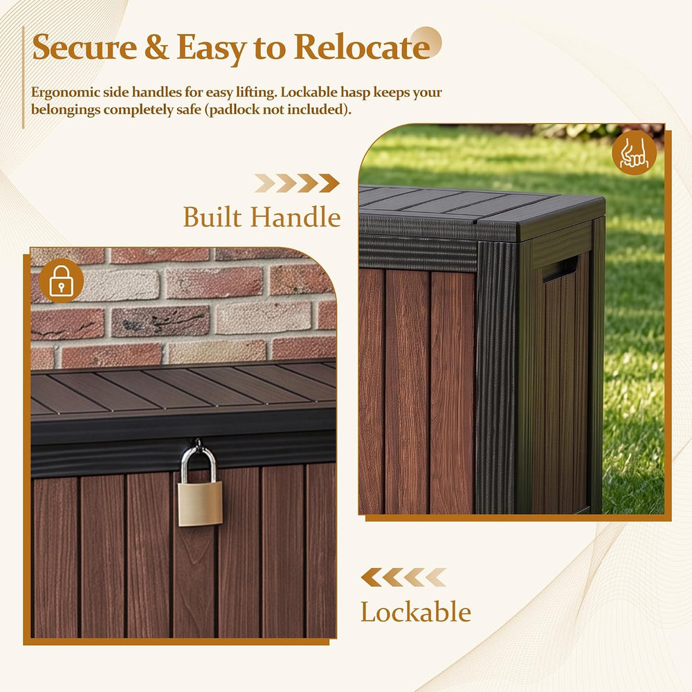 Outdoor Storage Deck Box (290 Gal Gen2) UV-Resistant w/ Gas Struts