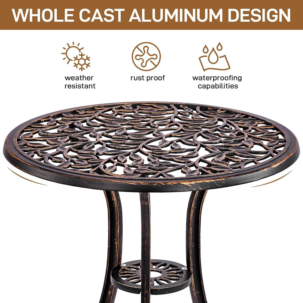 VINGLI 3 PCS Outdoor Bistro Set, Outdoor Patio Set, All-Weather Cast Aluminum...