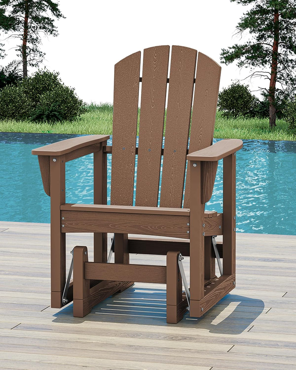 SERWALL HDPE Outdoor Glider, All-Weather Patio Glider Rocker