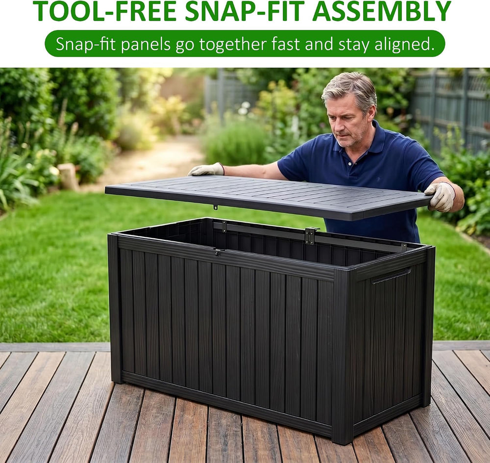 EasyUp 250Gal Large Outdoor Storage Box Waterproof Lockable Deck Boxes