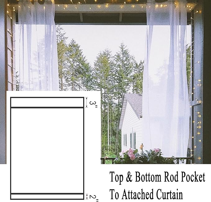 Patio Screen Mesh Outdoor Curtains Waterproof Sheer Lightweight Bug Netting f...