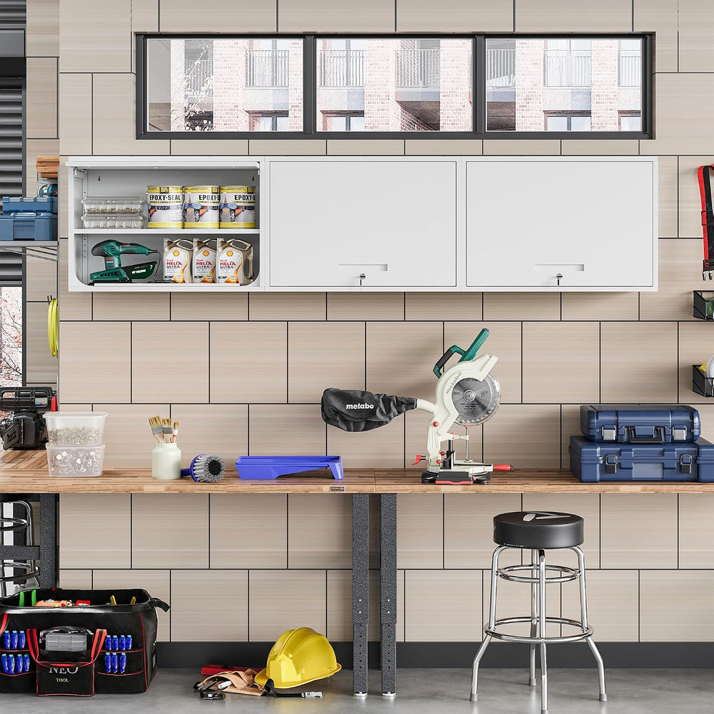 Metal Wall Cabinet with Locking Door and Shelf, Hanging Garage Cabinets with ...