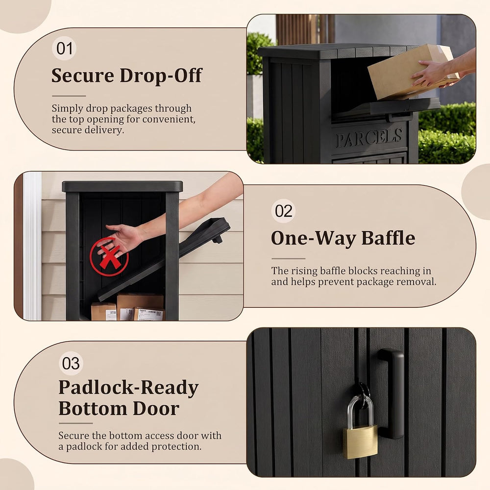Package Delivery Boxes for Outside, 120 Gallon Deck Boxes for Outdoor