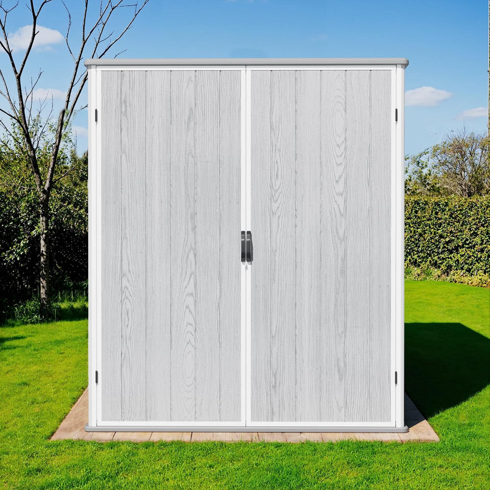 Greesum 5x3FT Plastic Outdoor Storage Shed with Floor, Light Gray