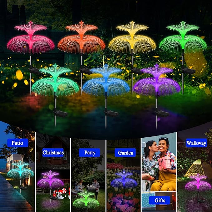 Solar Garden Lights 6 Pack New Upgraded Solar Lights Outdoor Waterproof 7 Col...